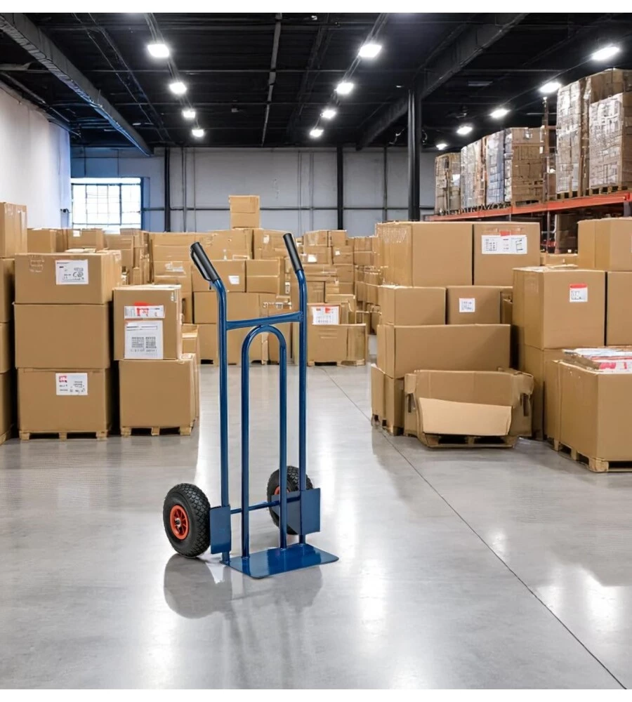 CARRELLO PER TRASPORTO UNIVERSALE CON RUOTE PNEUMATICHE E PORTATA MASSIMA DI 200 KG ESSENZA 48X52X110 CM