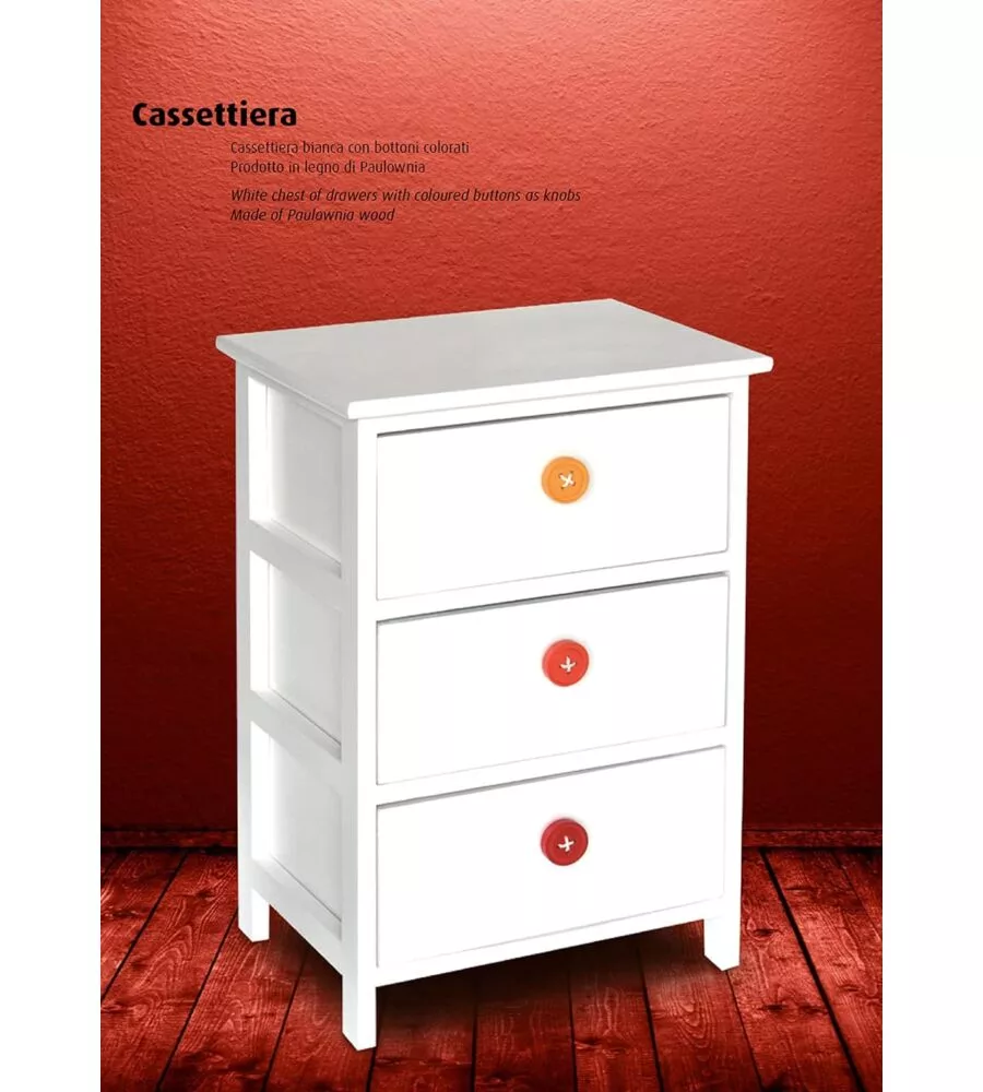 CASSETTIERA 3 CASSETTI CON BOTTINI IN LEGNO ARMONIA 40X29X58 CM