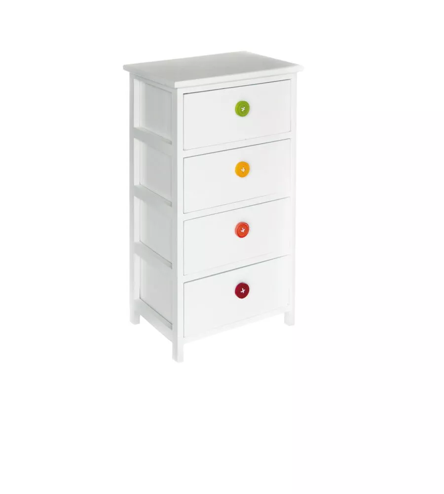 CASSETTIERA 4 CASSETTI CON BOTTINI IN LEGNO ARMONIA 40X29X73 CM