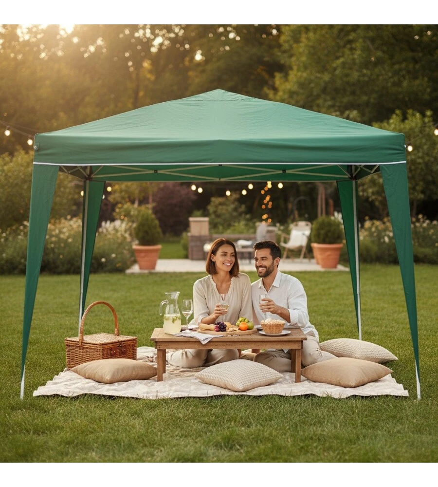 GAZEBO DA ESTERNO PIEGHEVOLE ESSENZA "POP UP" VERDE 3X3 METRI