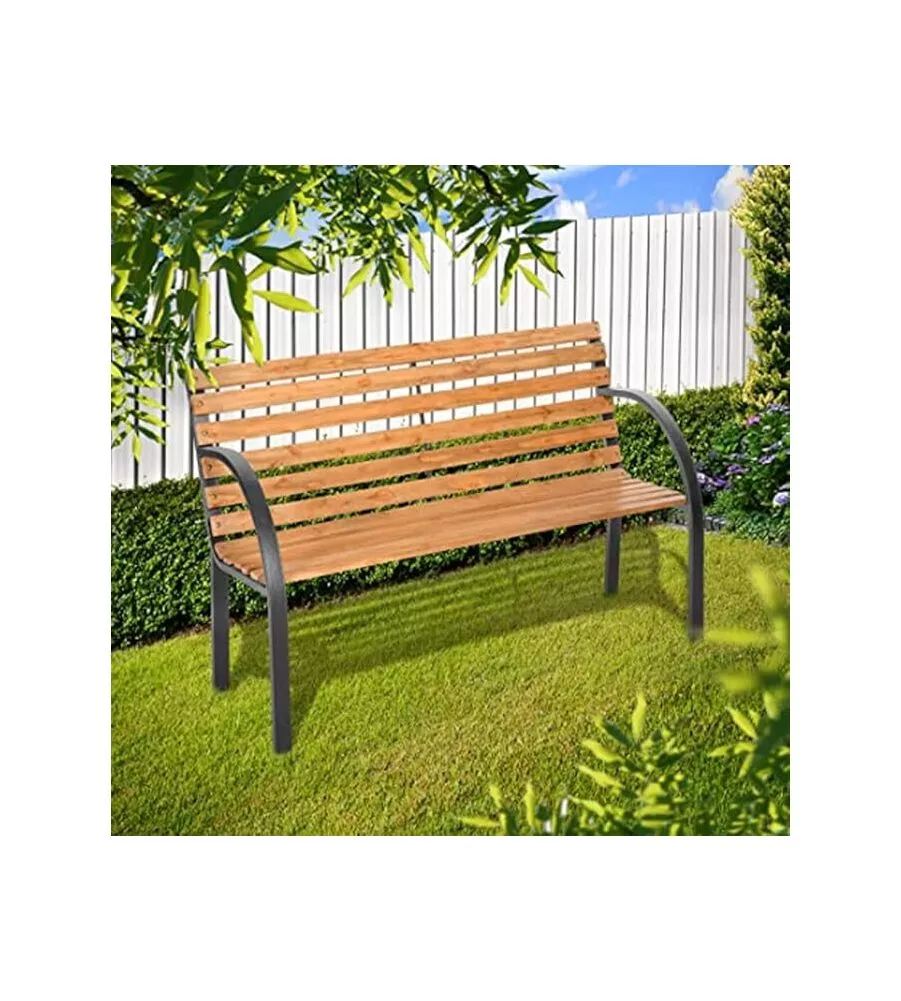 PANCHINA DA ESTERNO ESSENZA "PARCO" IN ACCIAIO E LEGNO 122X62X80 CM