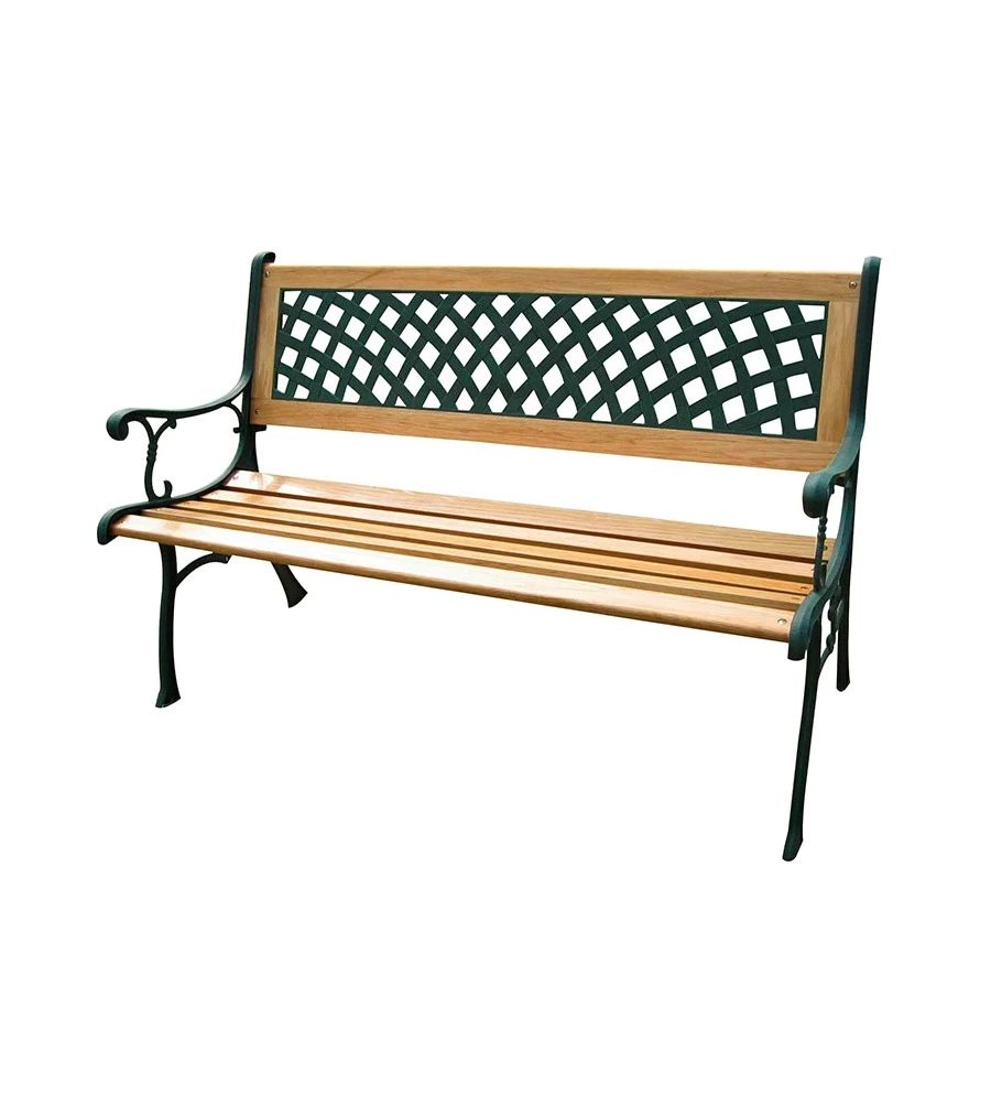 PANCHINA DA ESTERNO ESSENZA "ROMBO" IN GHISA, LEGNO E ABS 125X52X74 CM