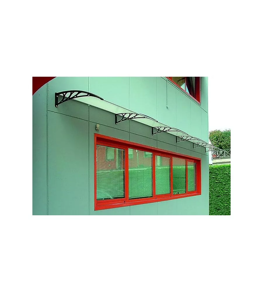 PENSILINA DA ESTERNO ESSENZA CON SUPPORTO NERO E COPERTURA IN POLICARBONATO ALVEOLARE TRASPARENTE 100X60 CM