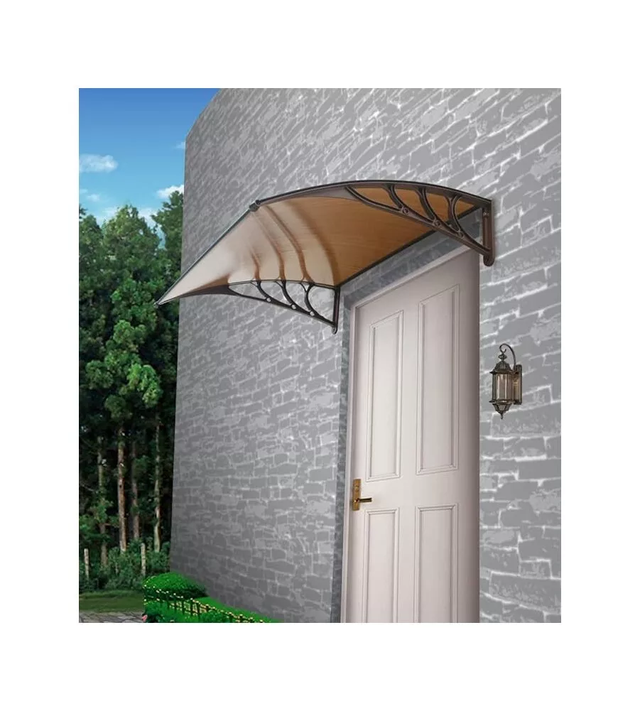 PENSILINA DA ESTERNO ESSENZA IN ABS CON SUPPORTO MARRONE E COPERTURA IN POLICARBONATO ALVEOLARE FUMÉ 100x80 CM