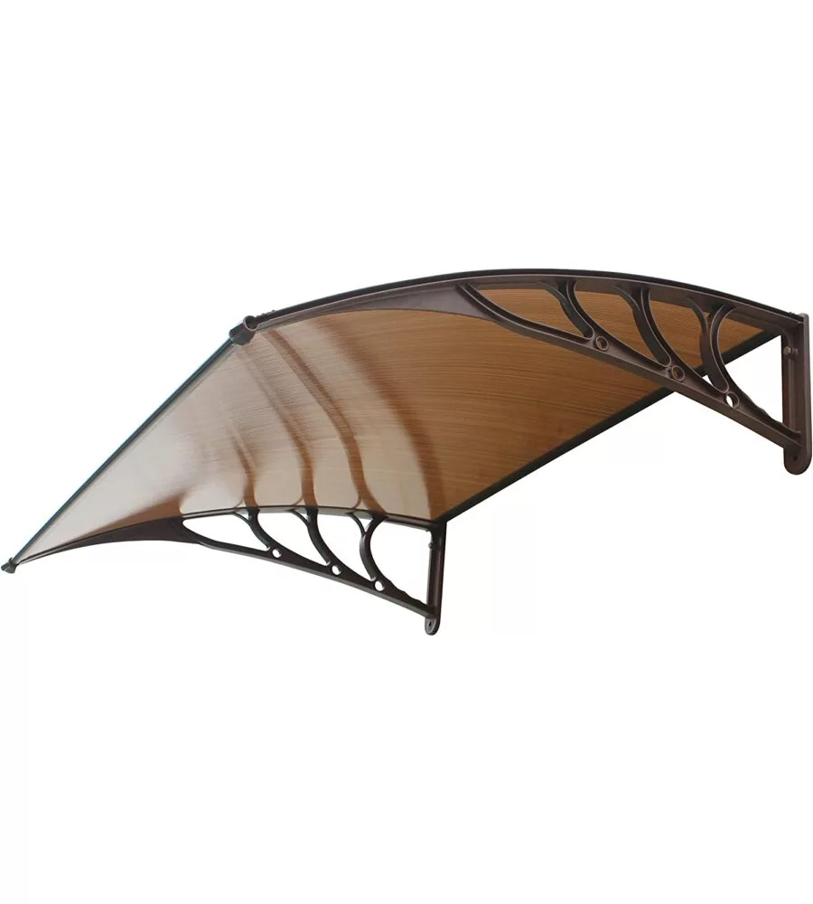 PENSILINA DA ESTERNO ESSENZA IN ABS CON SUPPORTO MARRONE E COPERTURA IN POLICARBONATO ALVEOLARE FUMÉ 100x80 CM