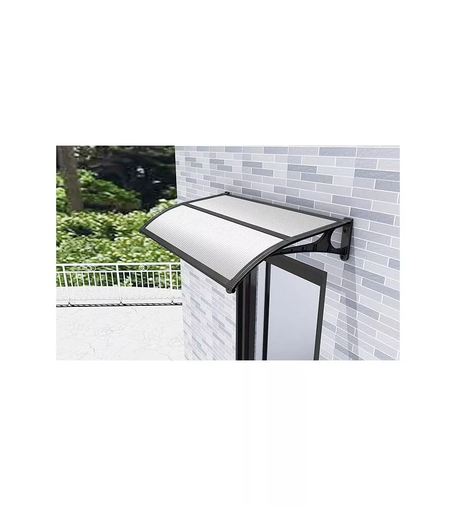 PENSILINA DA ESTERNO ESSENZA IN ABS CON SUPPORTO E PROFILO CENTRALE NERO E COPERTURA IN POLICARBONATO ALVEOLARE BIANCO 135x100 CM