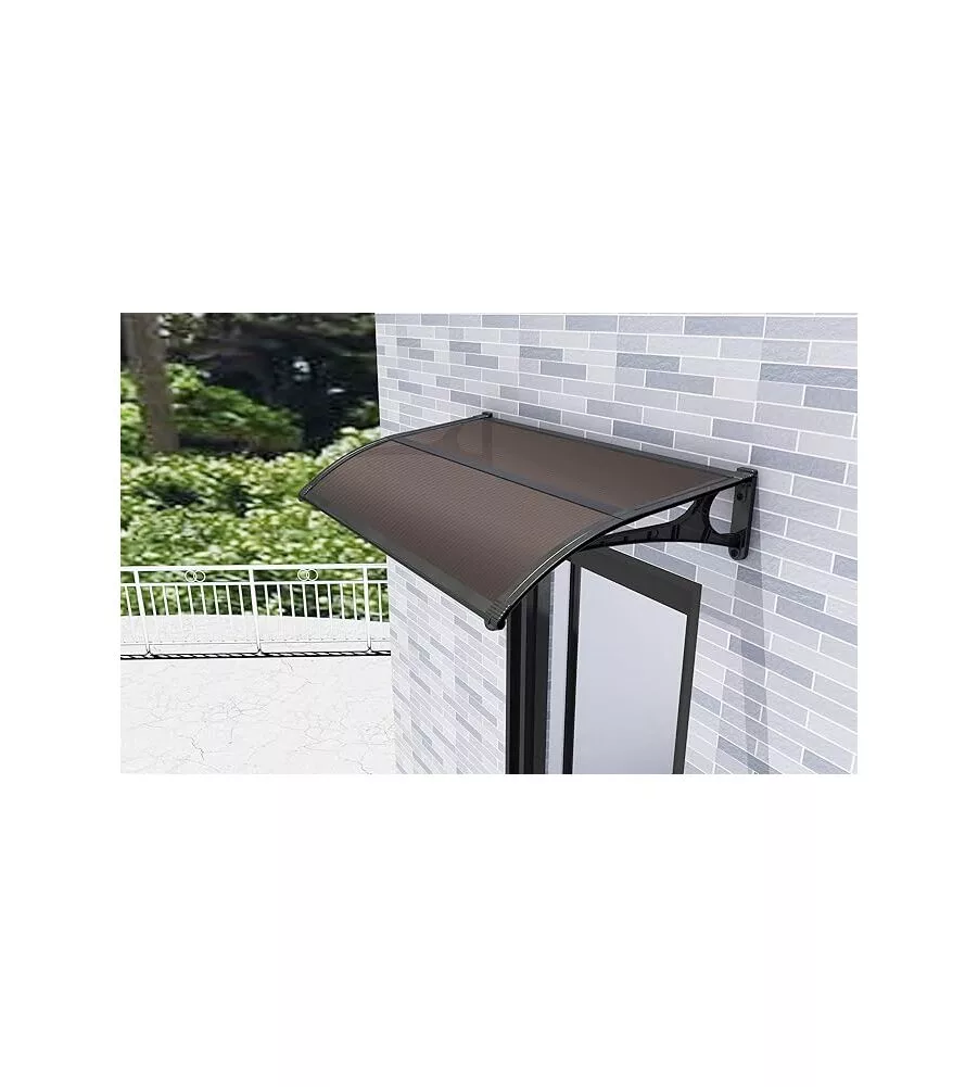 PENSILINA DA ESTERNO ESSENZA IN ABS CON SUPPORTO E PROFILO CENTRALE NERO E COPERTURA IN POLICARBONATO ALVEOLARE MARRONE 135x100 CM