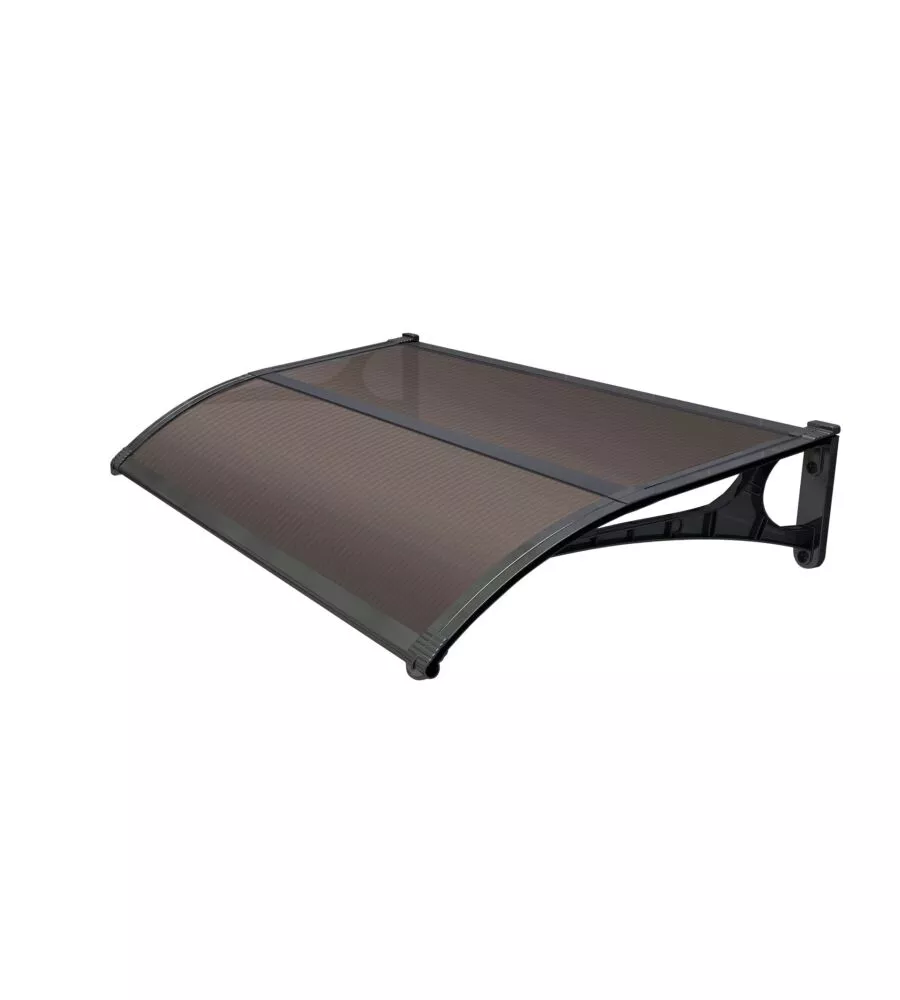 PENSILINA DA ESTERNO ESSENZA IN ABS CON SUPPORTO E PROFILO CENTRALE NERO E COPERTURA IN POLICARBONATO ALVEOLARE MARRONE 135x100 CM