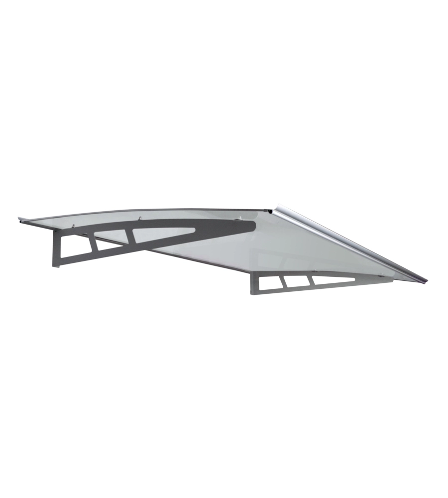 PENSILINA DA ESTERNO ESSENZA IN ALLUMINIO CON SUPPORTO GRIGIO E COPERTURA IN POLICARBONATO TRASPARENTE, 140x100 CM
