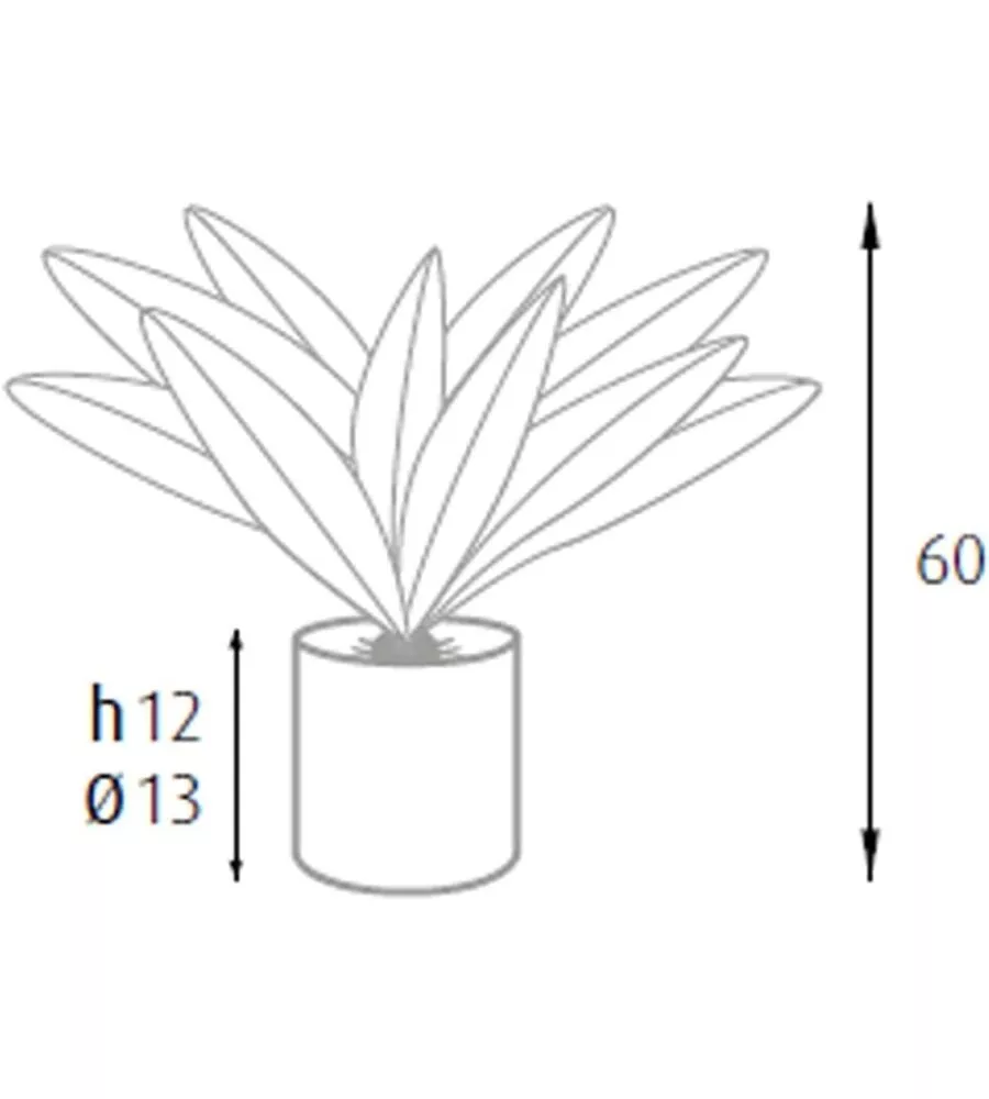 PIANTA DI DRACAENA IN POLIETILENE CON 19 FOGLIE, 60 CM