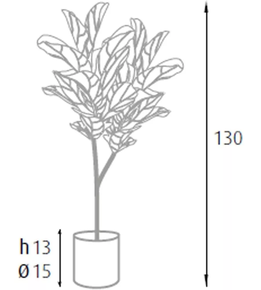 PIANTA DI FICUS LYRATA IN POLIETILENE CON 60 FOGLIE, 130 CM