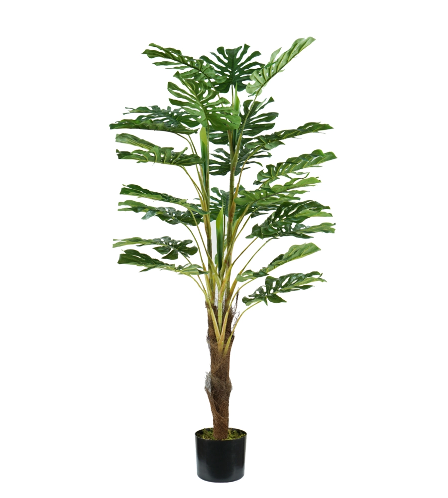 PIANTA MONSTERA IN POLIETILENE CON 24 FOGLIE, 120 CM
