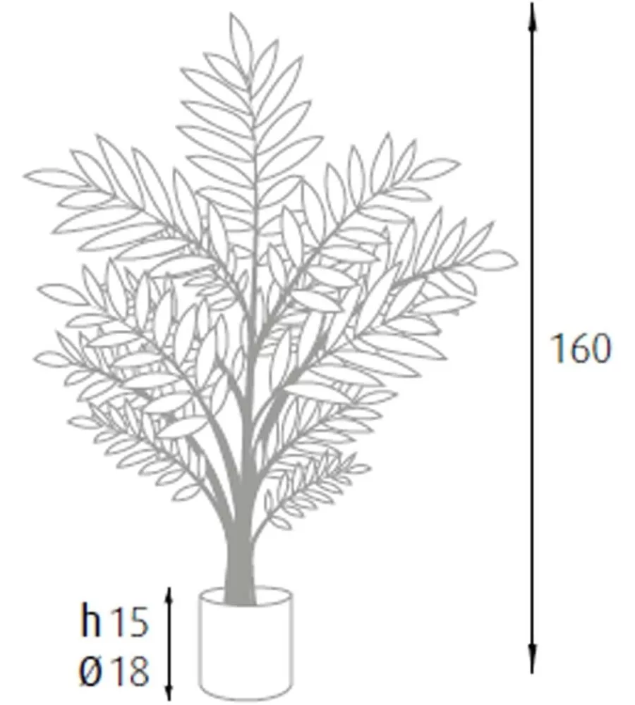 PIANTA DI PALMA ARECA IN POLIETILENE CON 33 FOGLIE, 160 CM