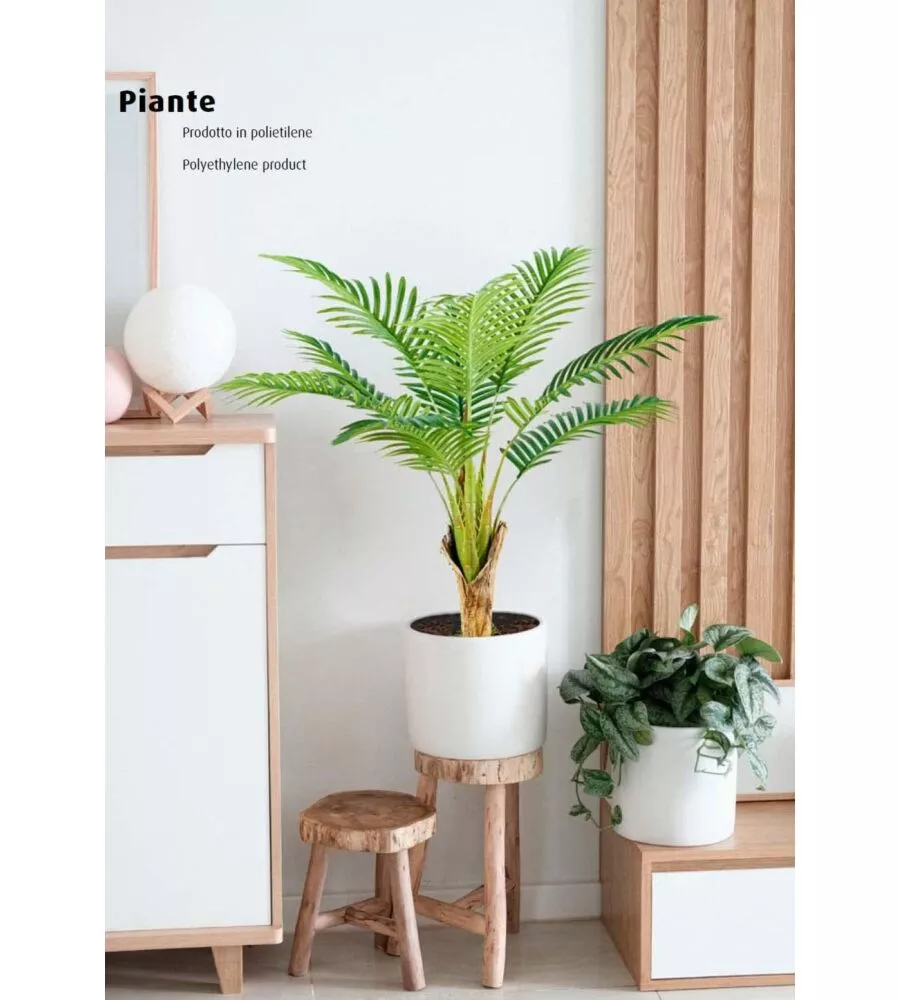 PIANTA DI PALMA ARECA IN POLIETILENE CON 9 FOGLIE, 90 CM