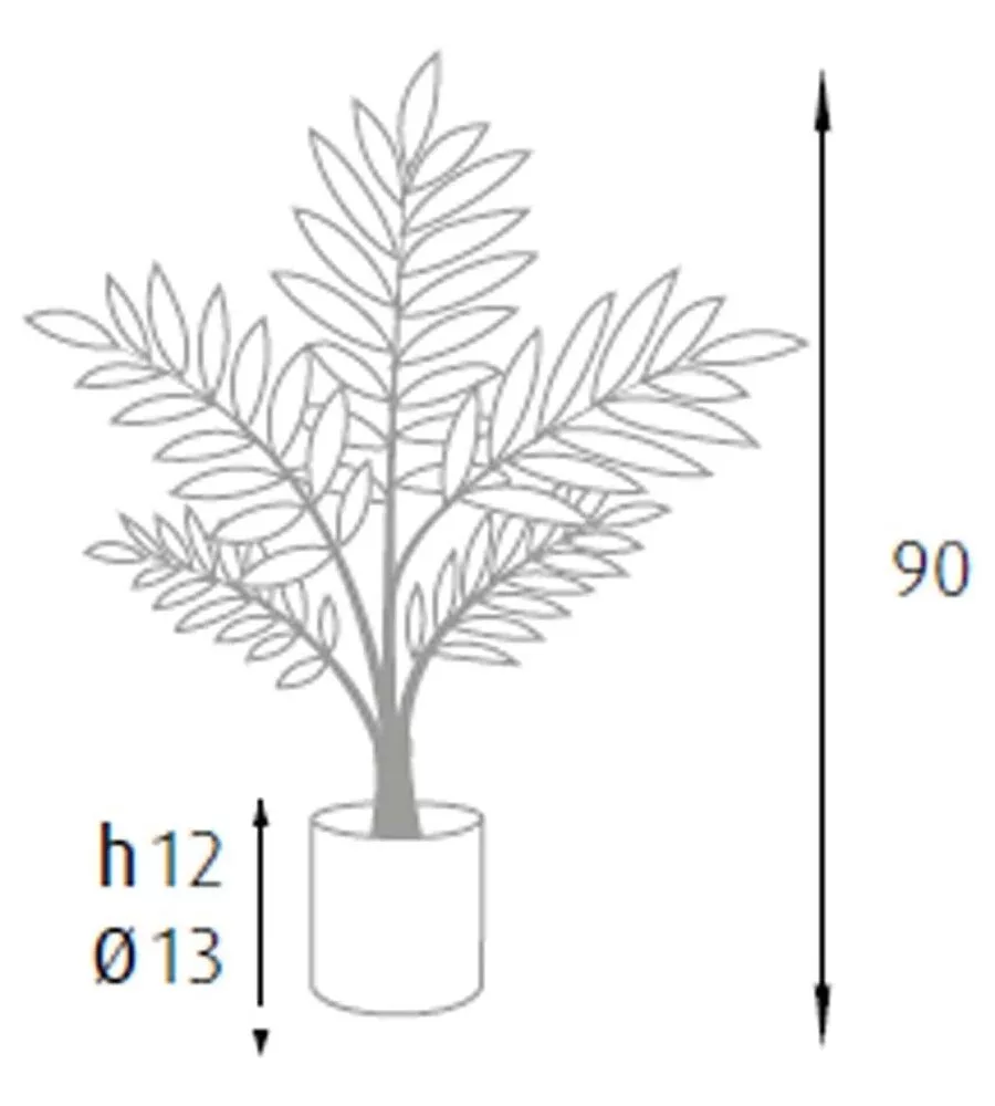 PIANTA DI PALMA ARECA IN POLIETILENE CON 9 FOGLIE, 90 CM