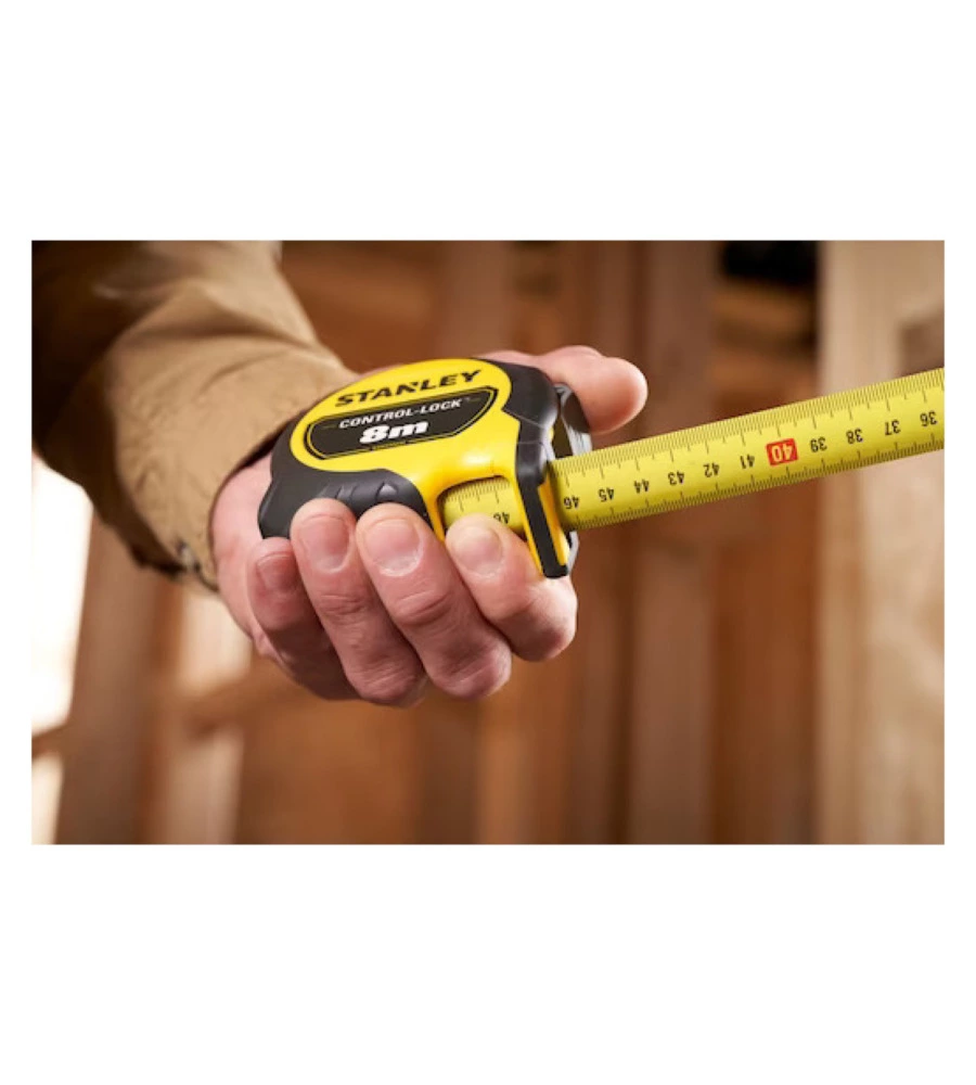 FLESSOMETRO STANLEY "CONTROL LOCK" MAGNETICO, 8 M X 25 MM.