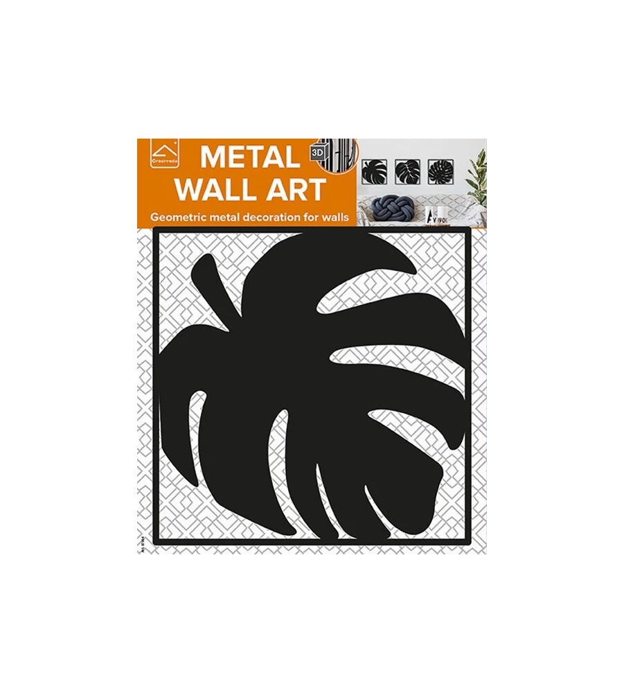 DECORAZIONE IN METALLO DA MURO "LEAF", 27,5X27,5 CM
