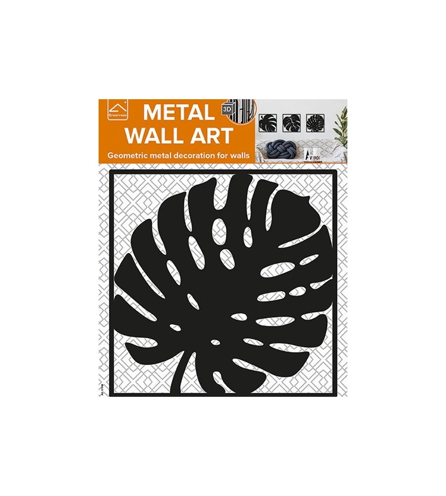 DECORAZIONE IN METALLO DA MURO "LEAF", 27,5X27,5 CM