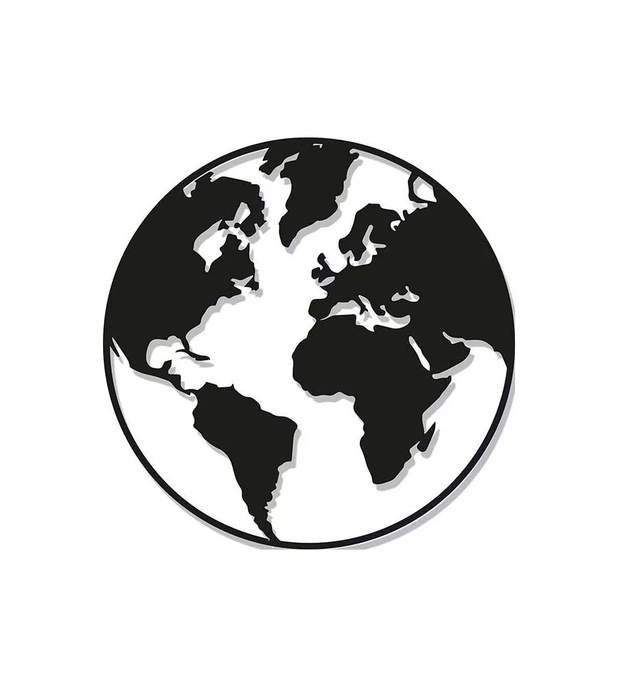 DECORAZIONE IN METALLO DA MURO "WORLD MAP",  DIAMETRO 39,5 CM