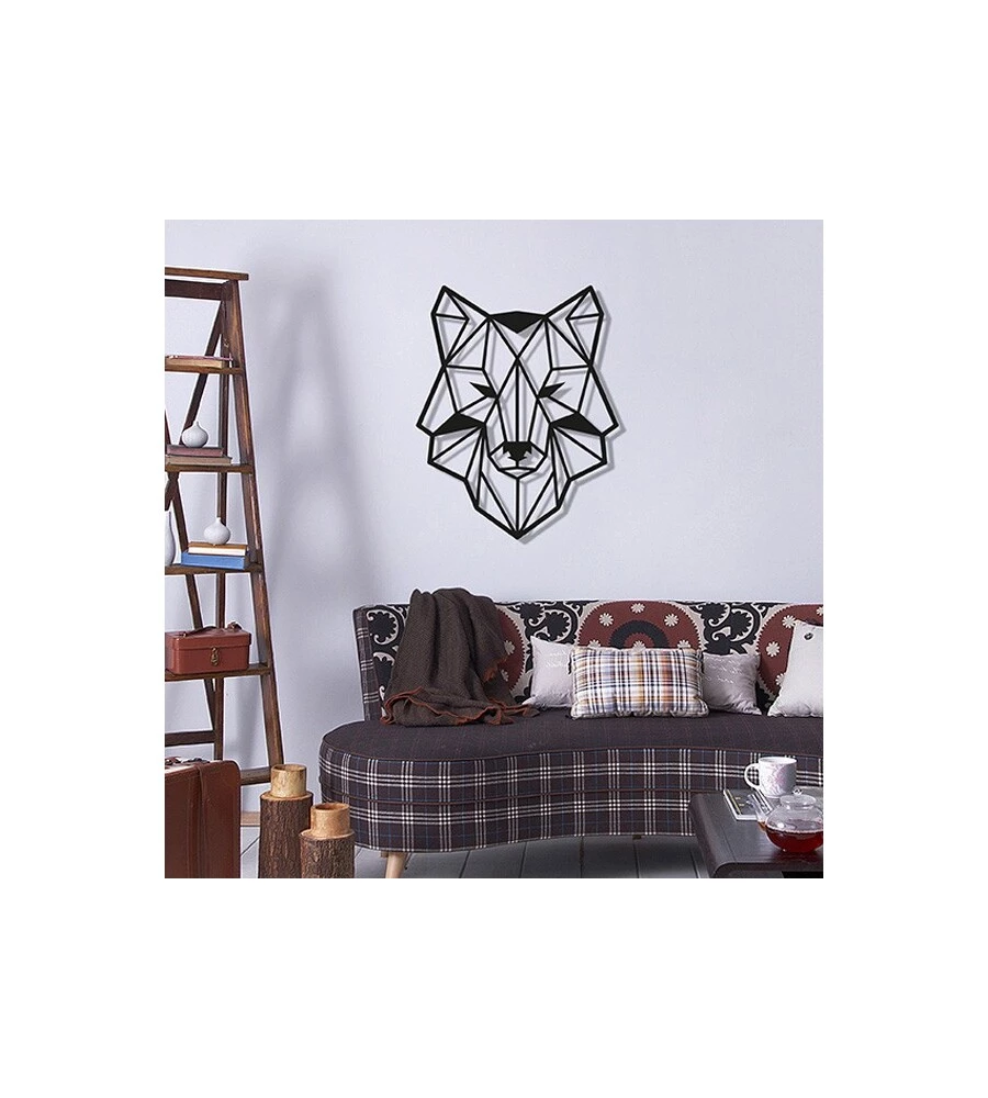 DECORAZIONE IN METALLO DA MURO "WOLF", 54X43 CM