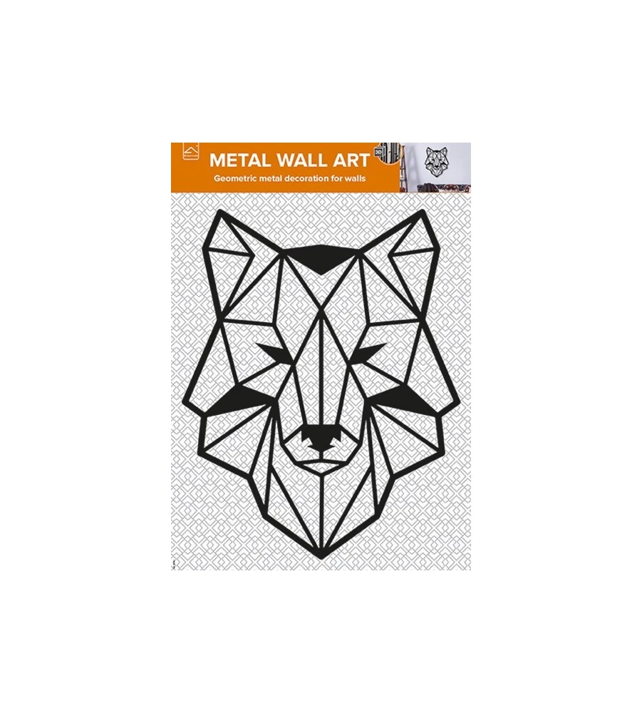 DECORAZIONE IN METALLO DA MURO "WOLF", 54X43 CM