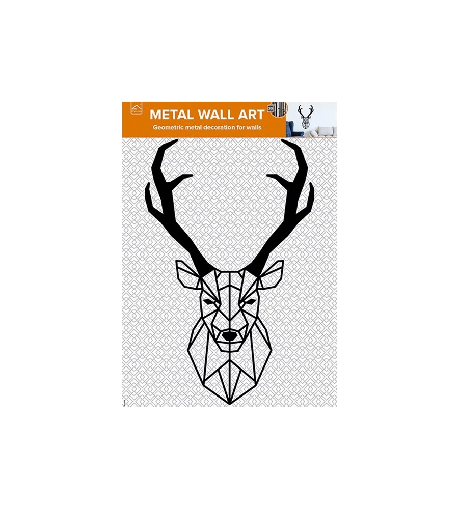 DECORAZIONE IN METALLO DA MURO "RENNA", 37X58 CM