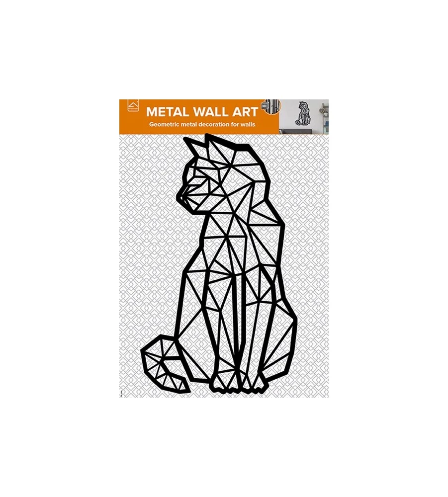 DECORAZIONE IN METALLO DA MURO "CAT", 58,5X35 CM