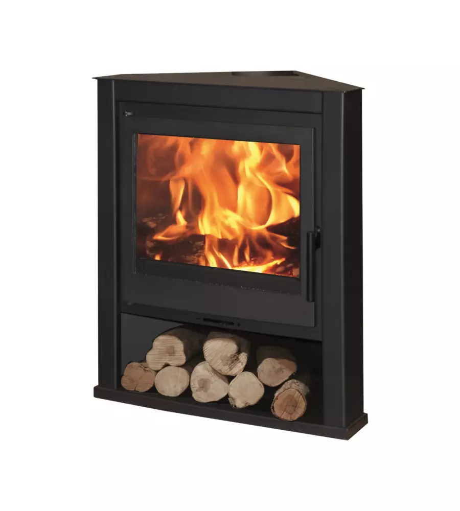 Stufa a legna angolare Panadero "E-40" grigio 6,9 kW