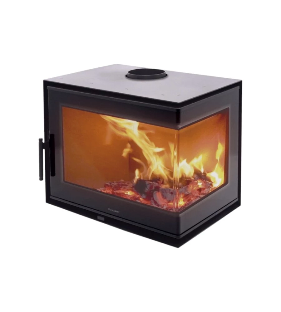 Inserto a legna angolare Panadero "Hogar der" antracite 5,9 kW