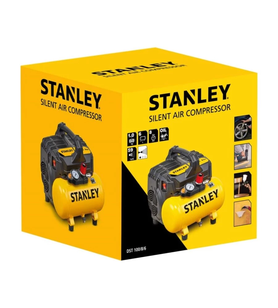 COMPRESSORE ARIA SILENZIATO STANLEY 6L 1HP