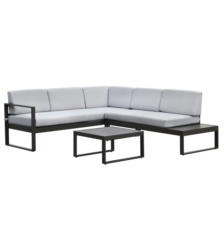 SET DA GIARDINO "HYDRI" IN ALLUMINIO GRIGIO SCURO CON 6 SEDUTE E TAVOLINO