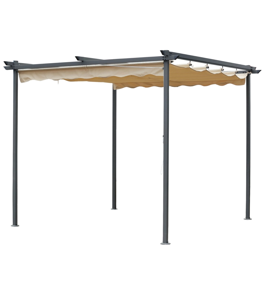 GAZEBO DA ESTERNO "HOBART" IN FERRO E POLIESTERE COLORE BEIGE, 300X300X200 CM