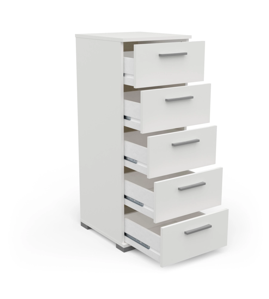 CASSETTIERA "IZZY" 5 CASSETTI QUERCIA E BIANCO OPACO, 39,8X41,9X101,8 CM