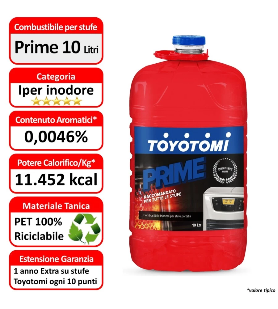 COMBUSTIBILE LIQUIDO "TOYOTOMI PRIME", 10 LITRI