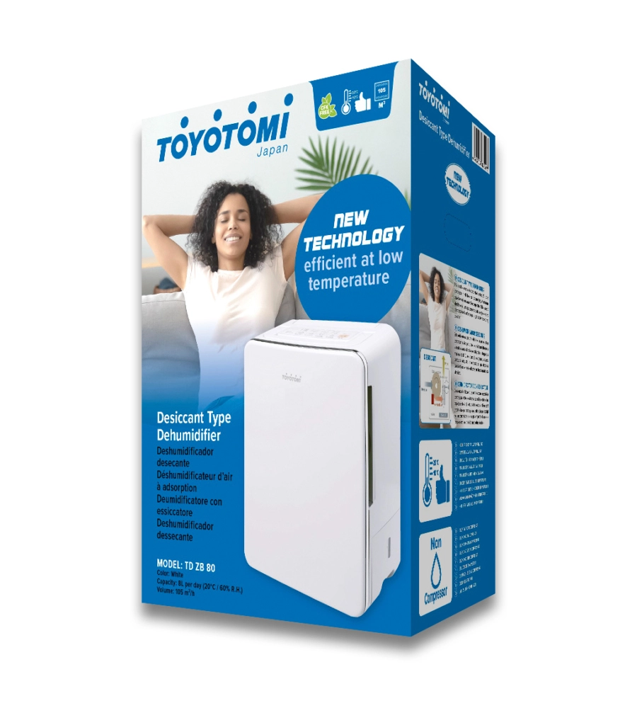 DEUMIDIFICATORE CON ESSICATORE MOBILE TOYOTOMI "TD B80" 8 LITRI