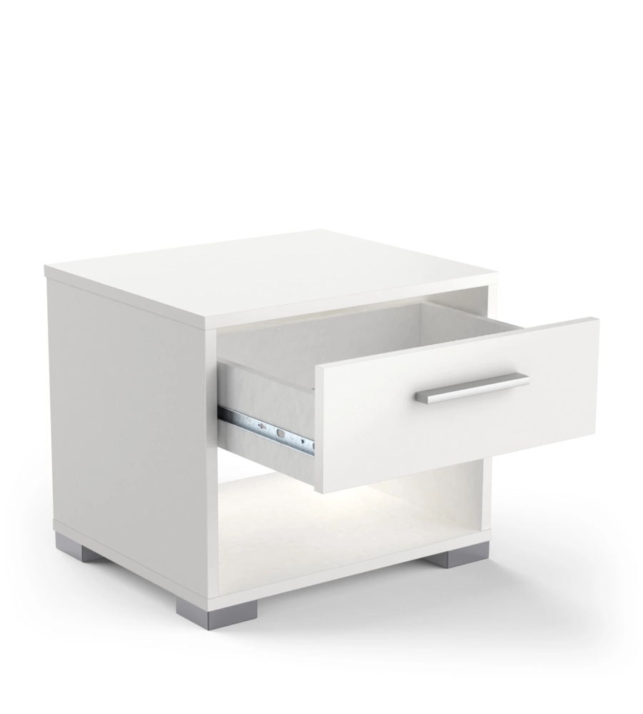 COMODINO 1 CASSETTO "IZZY" BIANCO OPACO 43,2X36,2X37,2 CM