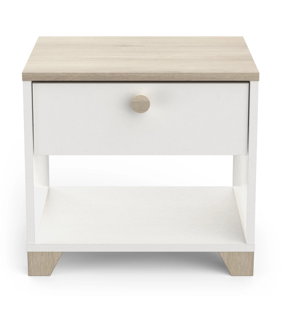 COMODINO 1 CASSETTO "IZZY" QUERCIA E BIANCO OPACO 43,2X36,2X39,7 CM