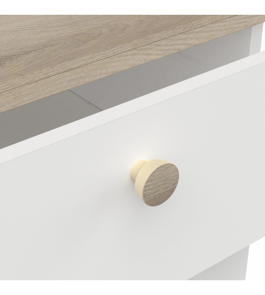 CASSETTIERA "IZZY" 5 CASSETTI BIANCO OPACO E QUERCIA, 39,8X41,9X104,3 CM