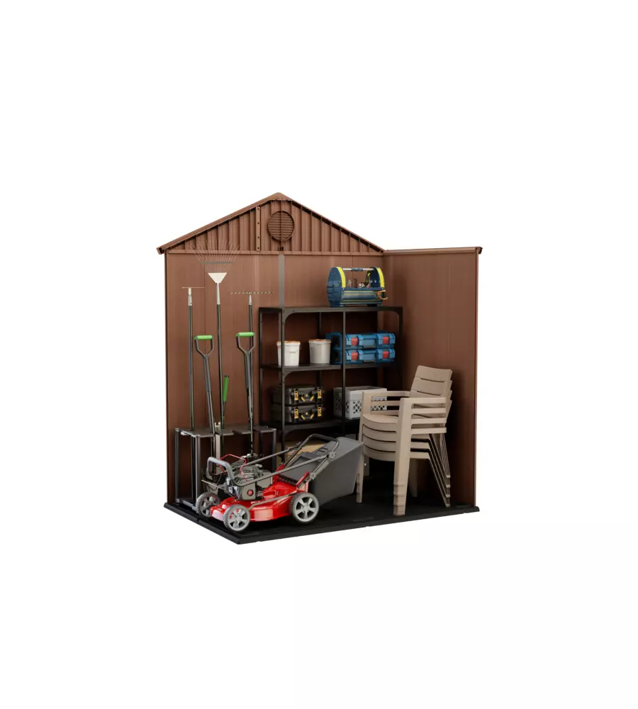 CASETTA DA GIARDINO KETER "DARWIN 6x4" IN EVOTECH+ COLORE MARRONE CON PORTA BATTENTE DOPPIA 190X122X221 CM