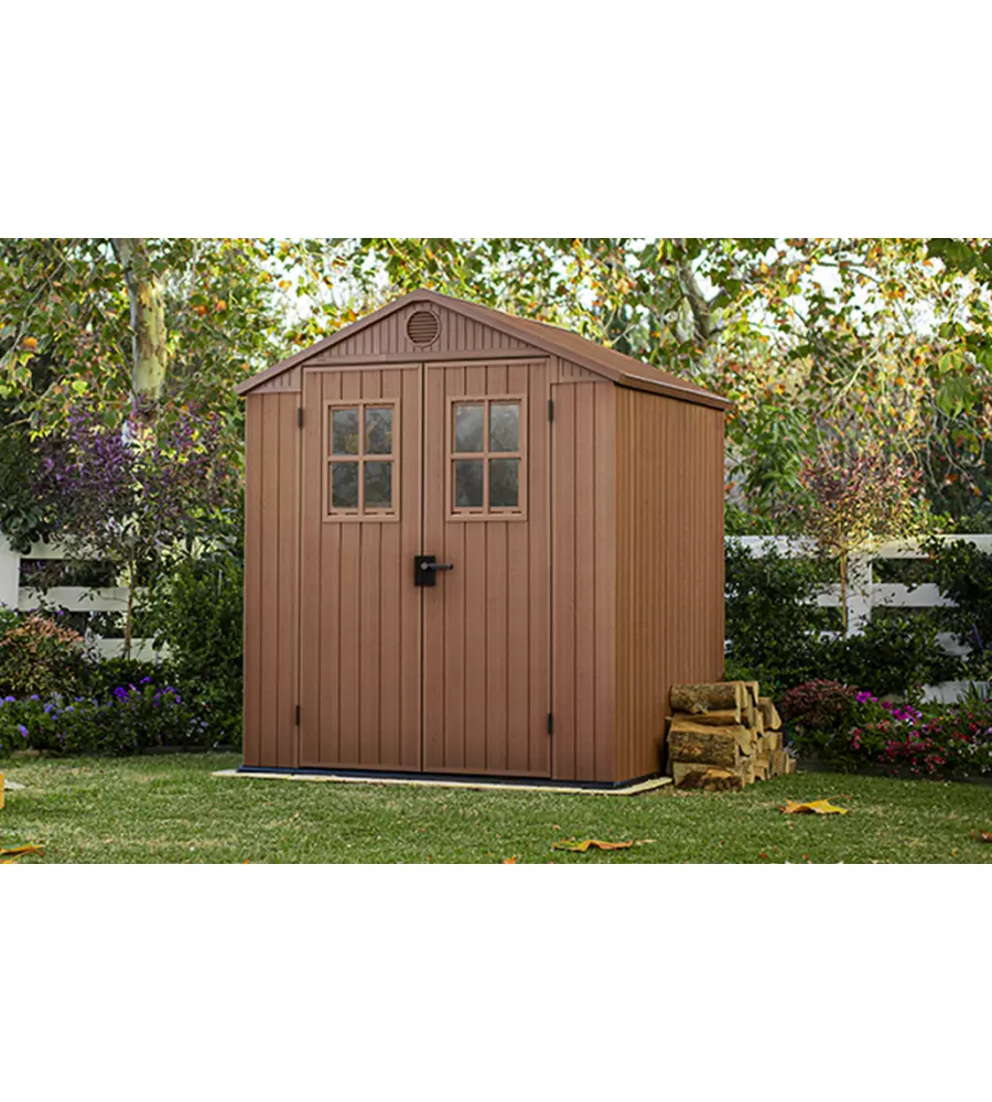 CASETTA DA GIARDINO KETER "DARWIN 6x6" IN EVOTECH+ COLORE MARRONE CON PORTA BATTENTE DOPPIA 190X183X221 CM
