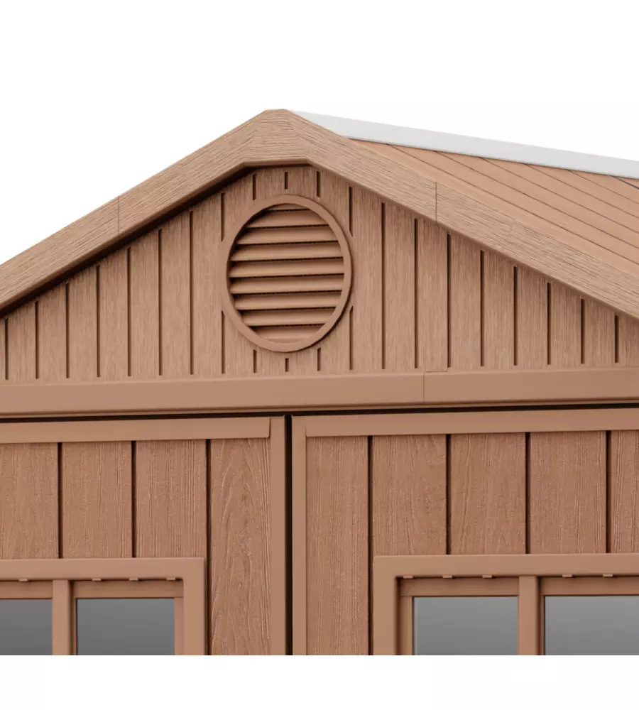 CASETTA DA GIARDINO KETER "DARWIN 6x8" IN EVOTECH+ COLORE MARRONE CON PORTA BATTENTE DOPPIA 190X244X221 CM