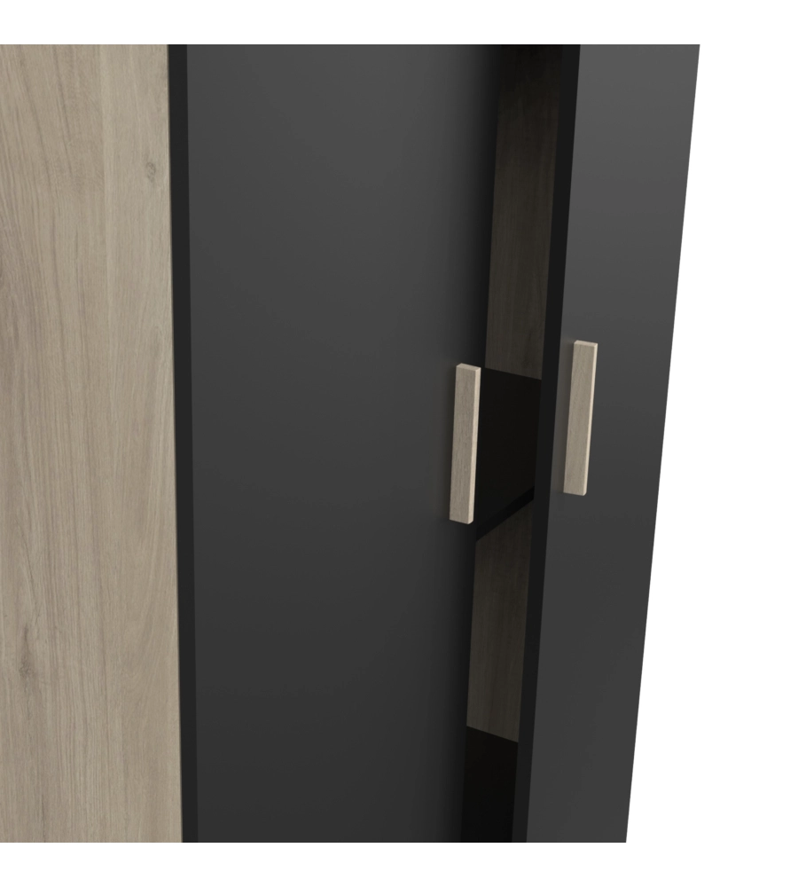 ARMADIO 2 ANTE "IZZY" COLORE QUERCIA E NERO OPACO, 90,3X51,7X185,7 CM