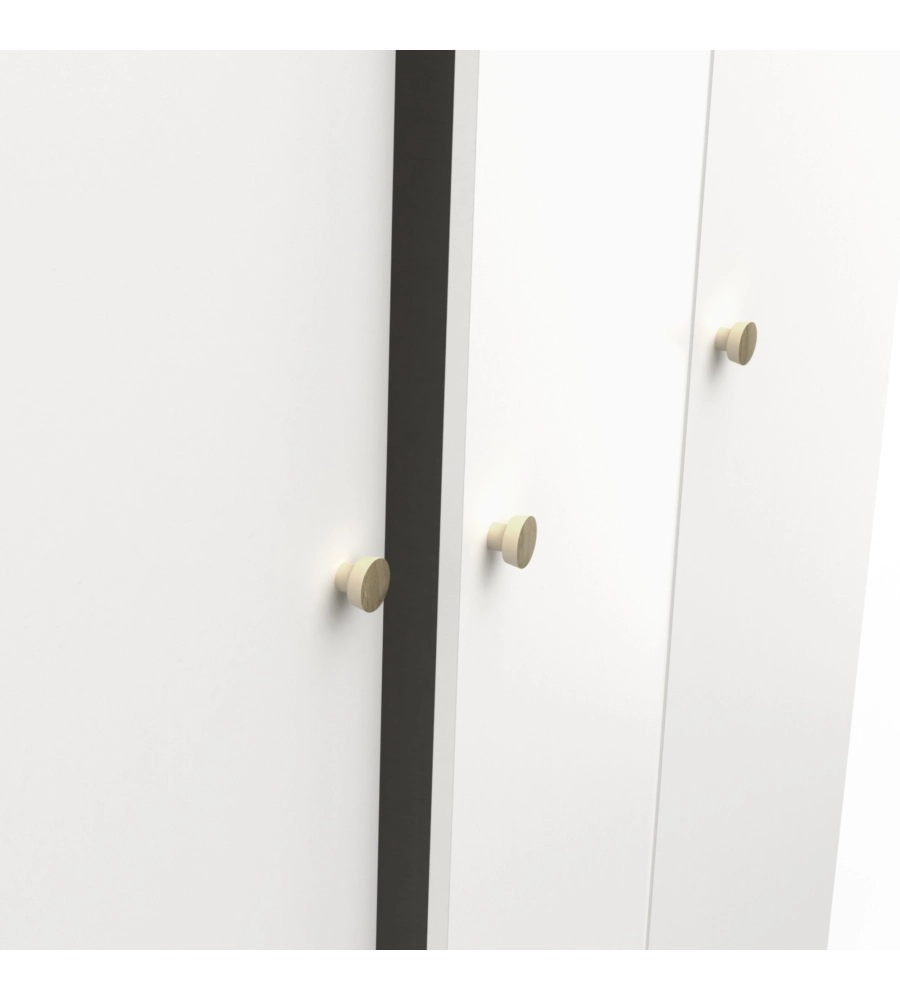 ARMADIO 2 ANTE E 1 CASSETTO "IZZY" COLORE BIANCO OPACO E QUERCIA, 134,6X51,7X185,7 CM