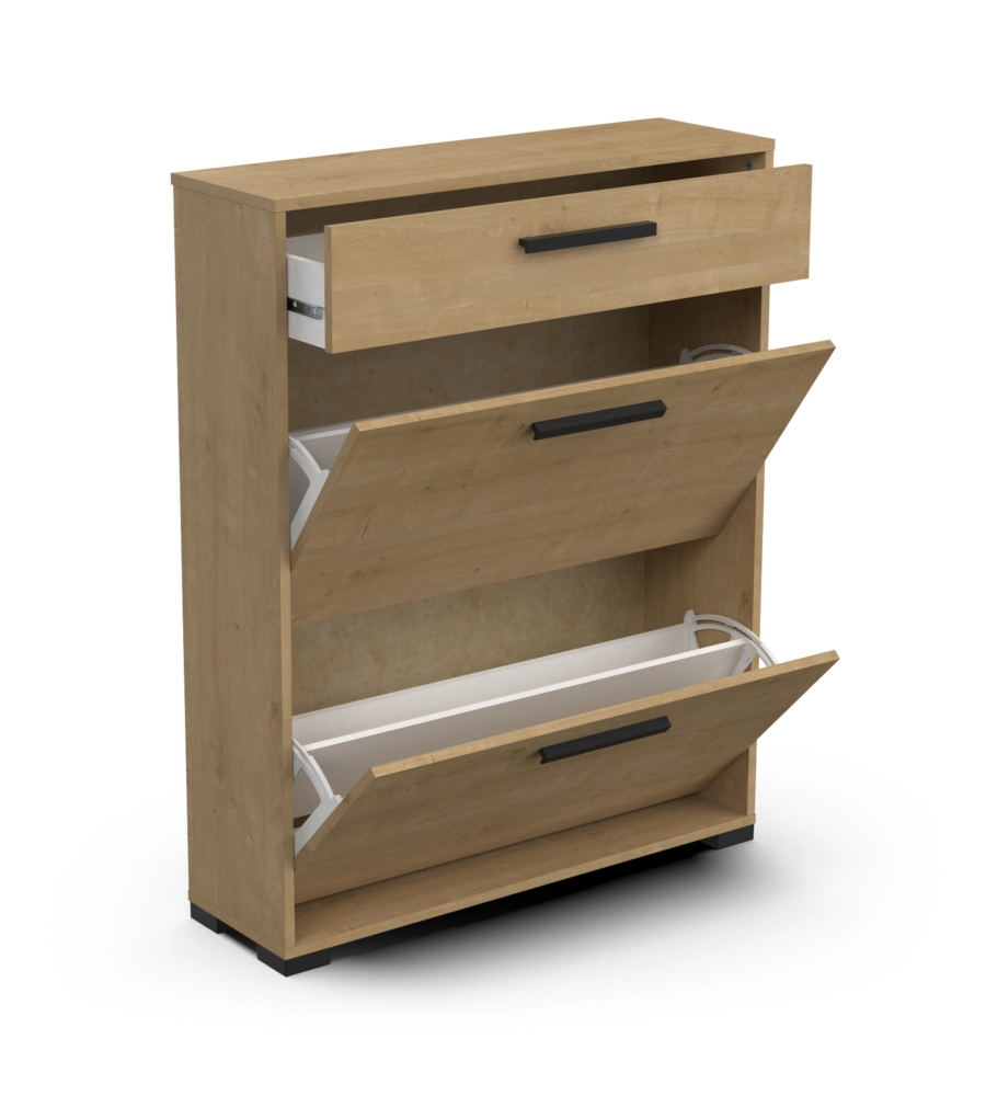 SCARPIERA "IZZY" QUERCIA CON 2 ANTE E 1 CASSETTO, 80,8X24,4X101,8 CM