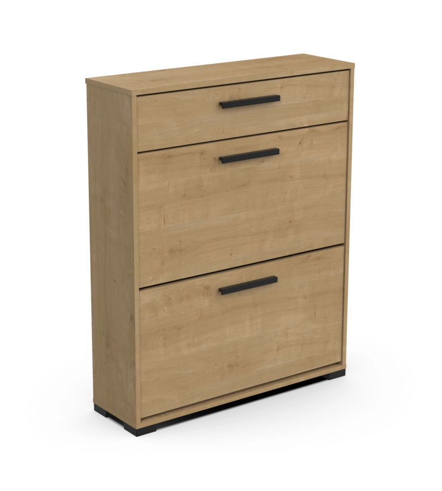 SCARPIERA "IZZY" QUERCIA CON 2 ANTE E 1 CASSETTO, 80,8X24,4X101,8 CM