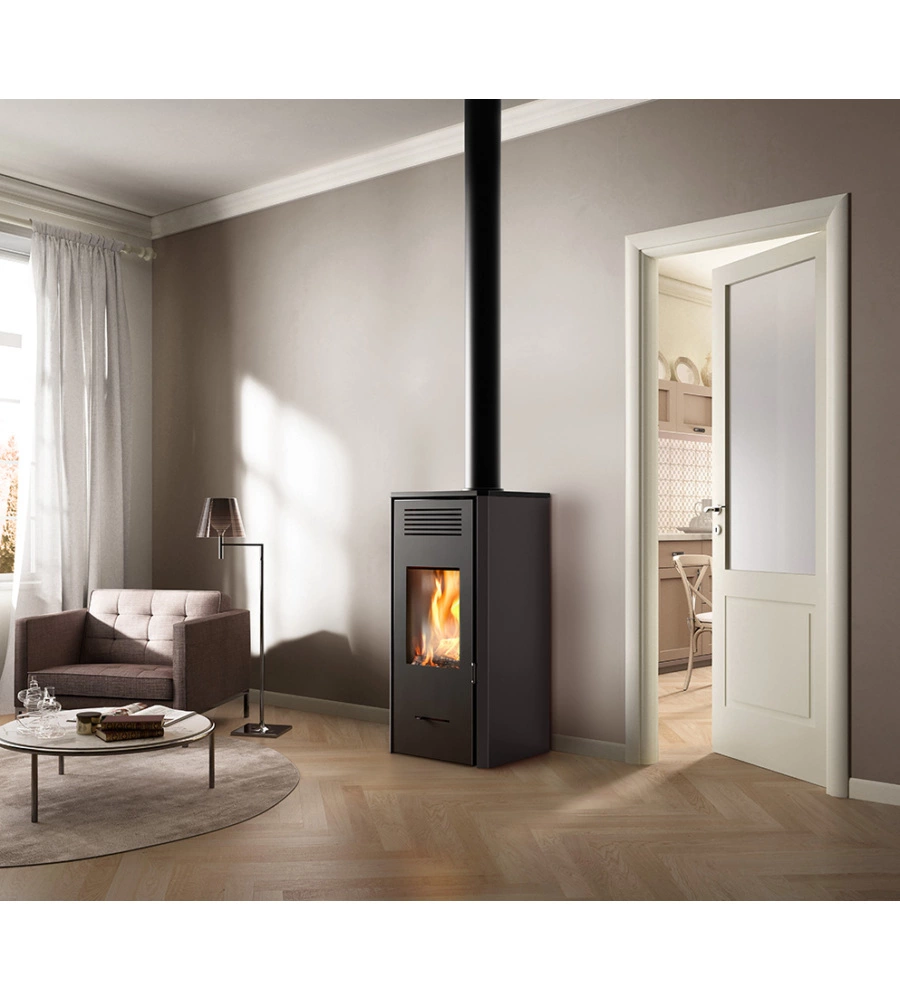 STUFA A LEGNA VENTILATA INVICTA "SENALES" NERO 8,4 KW