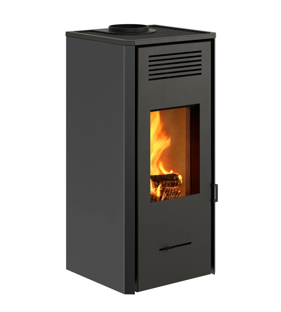 STUFA A LEGNA VENTILATA INVICTA "SENALES" NERO 8,4 KW