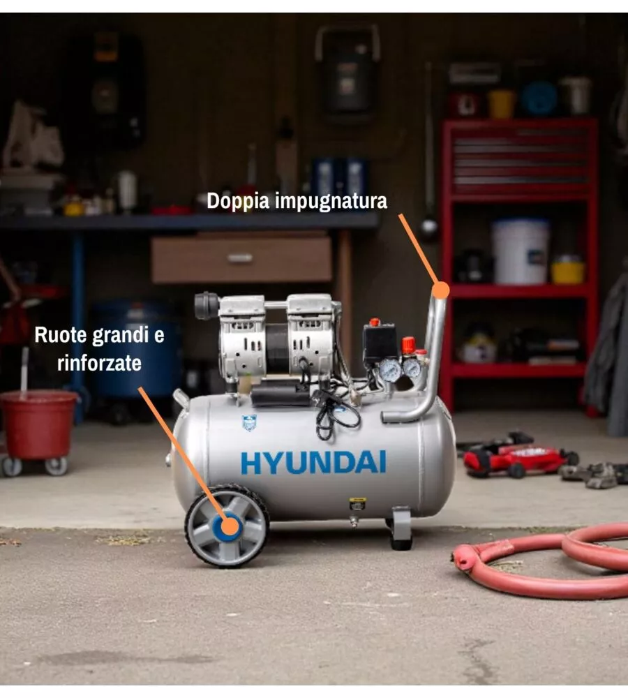 COMPRESSORE ARIA SILENZIATO HYUNDAI 50L 1,5HP - COD. 65703