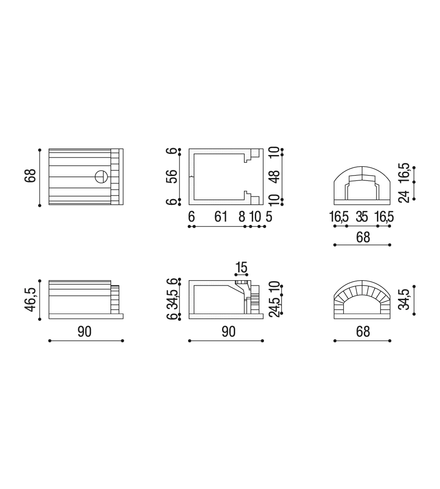FORNO PER PIZZA RETTANGOLARE LINEA VZ "VESUVIO" IN REFRATTARIO, 56X61X54 CM