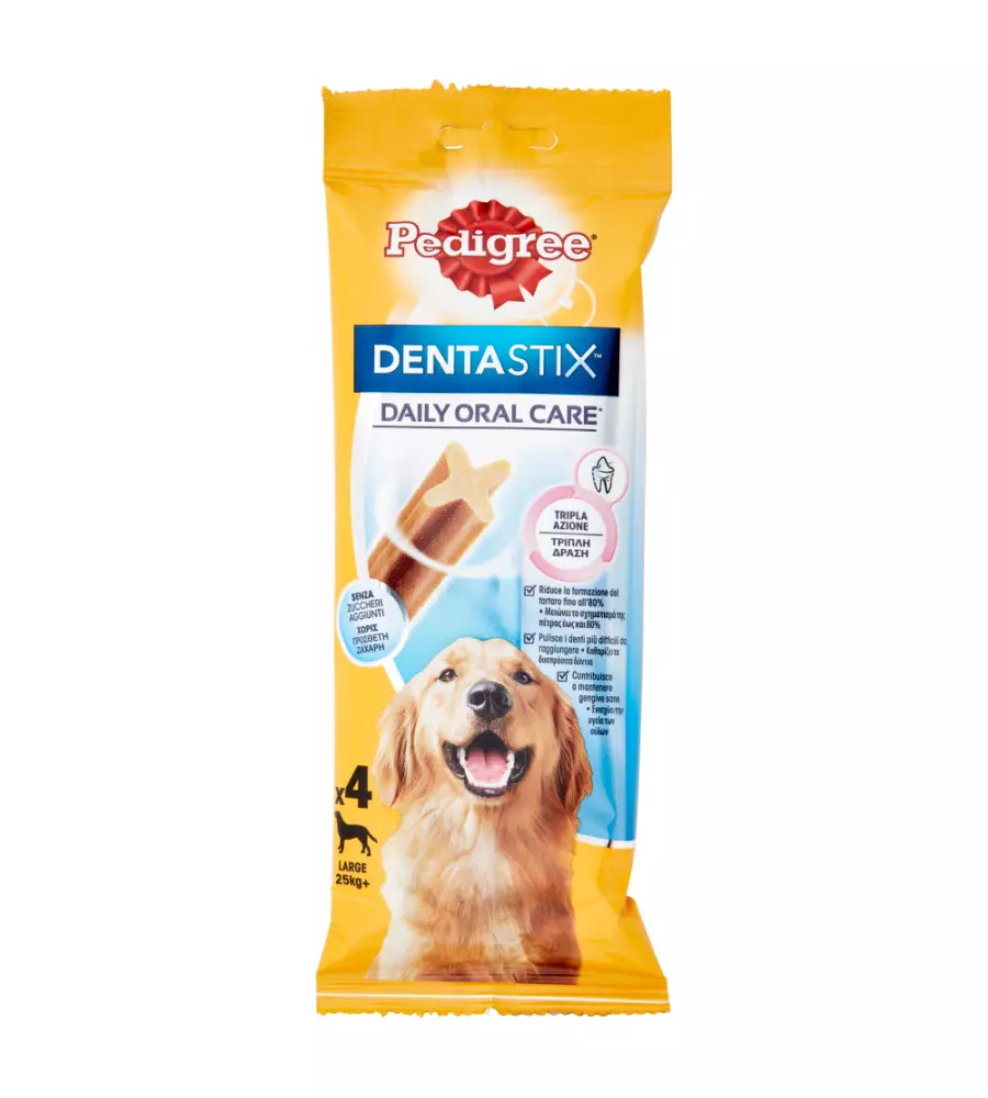 SNACK IGIENE ORALE PER CANI DI TAGLIA GRANDE PEDIGREE "DENTASTIX", 4 PEZZI